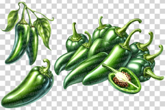 Jalapeno Pepper | Watercolor Vegetable Food Ingredient PNG Product Image 4