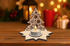 SVG Candle Holder Christmas Holiday Tree Star Design Present Product Image 4