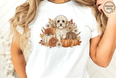 Cute Goldendoodle Dog Fall Pumpkin|Leopard Print Autumn PNG Product Image 4