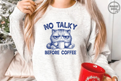 No Talky Before Coffee Funny Cat Meme|Adult Humor|Cat Lover Product Image 4