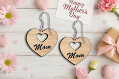 Mother's Day Heart Cutout Mom Earrings Design SVG Laser Gift Product Image 4