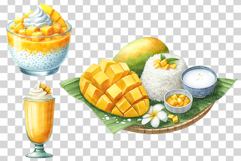 Mango Dessert | Watercolor Tropical Sweet treat Juicy PNG Product Image 4