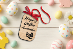 Happy Easter Basket Tag SVG Egg Labels Laser Holiday Gift Product Image 4