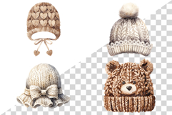 Girl's Winter Fur Hat | watercolor clipart cute fluffy knit Product Image 4