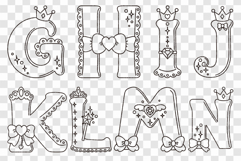 Cute Princess Font | Outline Coloring Page SVG Line Clip Art Product Image 4