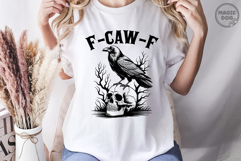 F-Caw-F Raven Skull SVG|Dark Humor Halloween|Gothic Crow Product Image 4