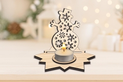 Laser SVG Snowman Christmas Candle Holder Snowflakes Pattern Product Image 4