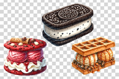 Ice Cream Sandwich | Watercolor DessertSummer PNG Chocolate Product Image 4