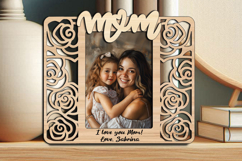 SVG Mother Daughter Photo Frame Picture Rose Love Laser Gift Product Image 3
