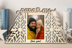 SVG Christmas Tree Winter Papa and Me Photo Frame Gift Laser Product Image 1