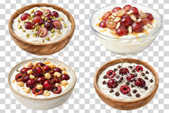 Yogurt Bowl | Watercolor Clipart PNG Fruit Granola Mango nut Product Image 4