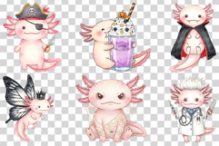Halloween Axolotl | Watercolor Cute Pink Upaloopa Animal PNG Product Image 4