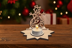SVG Christmas Candle Holder Snowman Winter Pattern Laser Product Image 4