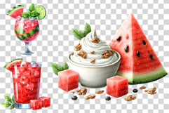 Watermelon Dessert | Watercolor Fruit Sweet Treats Cake PNG Product Image 4