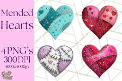 Mended Glitter Heart Clipart, Cartoon Patchwork Heart Png Product Image 1