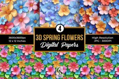 Spring 3D Flowers Seamless Patterns Product Image 1