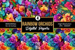 Rainbow Orchid Flowers Pattern Digital Papers Product Image 1