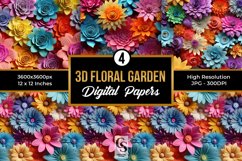 Colorful 3D Flowers Pattern Digital Papers Product Image 1