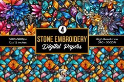 Colorful Stone Embroidery Digital Papers Product Image 1