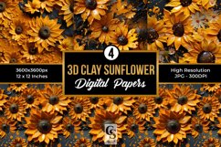 3D Clay Sunflowers Digital Paper Patterns Product Image 1