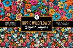 Hippie Wildflowers Pattern Digital Papers Product Image 1