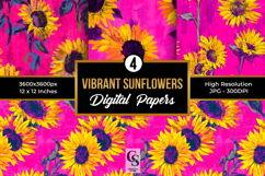 Vibrant Yellow and Pink Sunflower Seamless Patterns Product Image 1