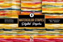Watercolor Stripes Digital Paper Product Image 1