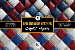 Red Blue and White Leather Seamless Patterns Product Image 1