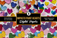 Impasto Painted 3D Hearts Seamless Patterns Product Image 1