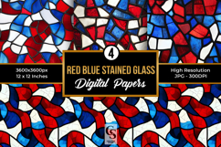 Red Blue Stained Glass Seamless Patterns Product Image 1