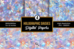 Holographic foil daisy Seamless Patterns Product Image 1
