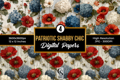 Patriotic Shabby Chic Flowers Patterns Product Image 1