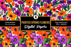 Painted Spring Flowers Seamless Patterns Product Image 1