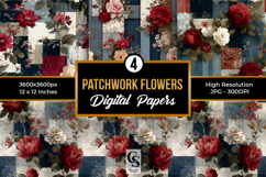 American Patchwork Floral Collage Seamless Patterns Product Image 1