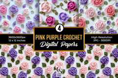 Pink and Purple Crochet Rose Floral Pattern Product Image 1