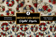 American Floral Wreath Seamless Patterns Product Image 1