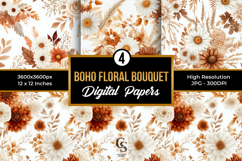 Boho Bouquet Flowers Digital Papers Product Image 1