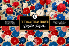 Retro American Flowers Seamless Patterns Product Image 1