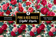 Red and Pink Roses Seamless Patterns Product Image 1