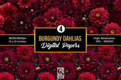 Burgundy Dahlia Flowers Seamless Pattern Product Image 1