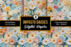Impasto Daisy Flowers Seamless Patterns Product Image 1