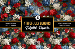 4th of July Blooms Digital Papers Product Image 1