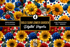 Bold Dotted Sunflowers Seamless Patterns Product Image 1