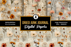 Dried Floral Junk Journal Digital Papers Product Image 1