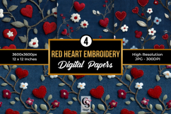 Patriotic Floral Hearts Embroidery Seamless Patterns Product Image 1