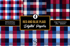 Red Blue Patriotic Plaid Seamless Patterns Product Image 1