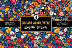 Vibrant Wildflowers Seamless Patterns Product Image 1