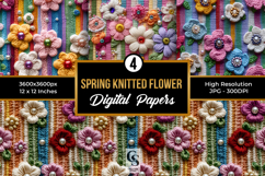 Spring Knitted Crochet Flowers Seamless Patterns Product Image 1