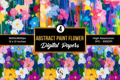 Abstract Colorful Painted Flowers Pattern Product Image 1