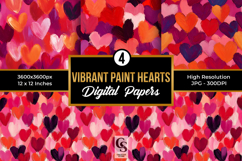 Vibrant Pink Painted Hearts Digital Paper Product Image 1